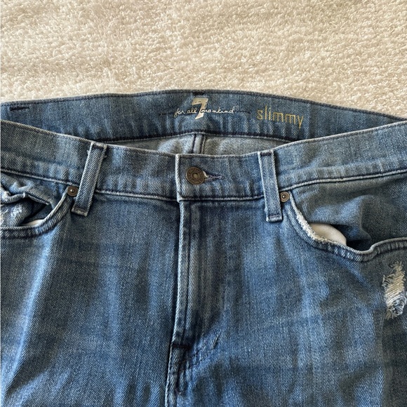 7 For all mankind Men’s Classic Blue Distressed Slimmy Jeans Size 34 - Picture 10 of 13